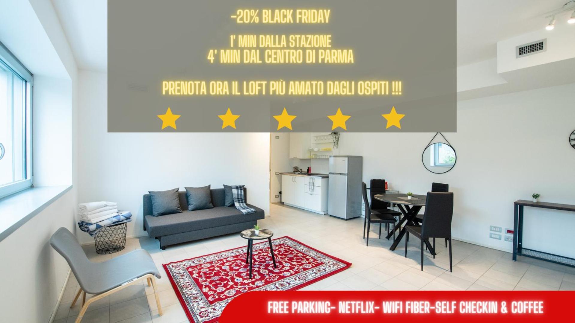 350 M Dalla Stazione L Parcheggio Free L Nova Loft Apartman Parma Szoba fotó